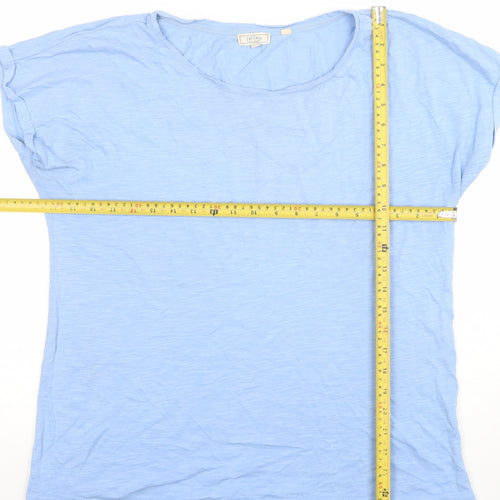 Fat Face Women's Blue Size 14 Basic Scoop Neck Cotton Modal T-Shirt