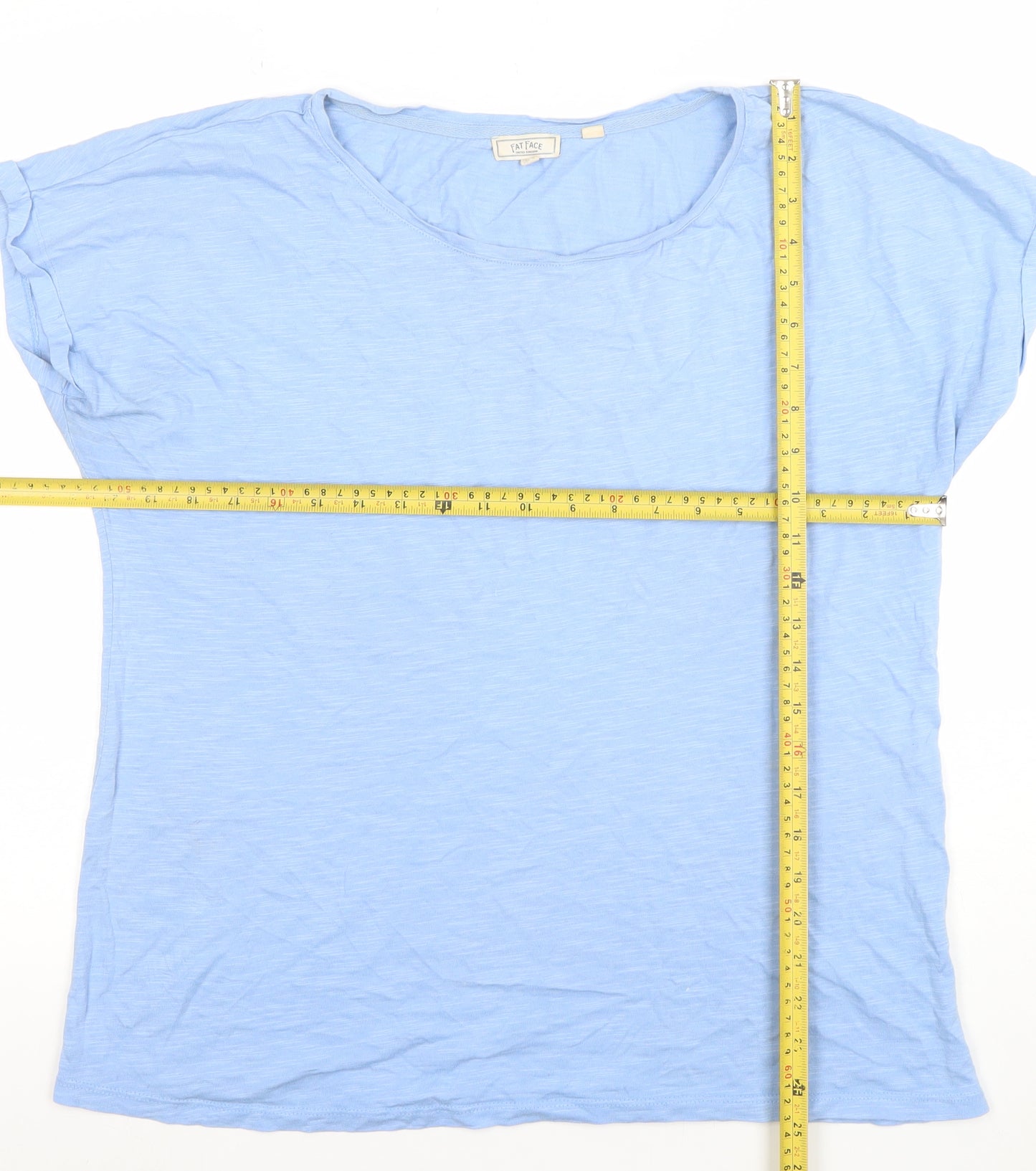 Fat Face Women's Blue Size 14 Basic Scoop Neck Cotton Modal T-Shirt