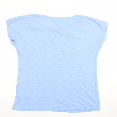 Fat Face Women's Blue Size 14 Basic Scoop Neck Cotton Modal T-Shirt