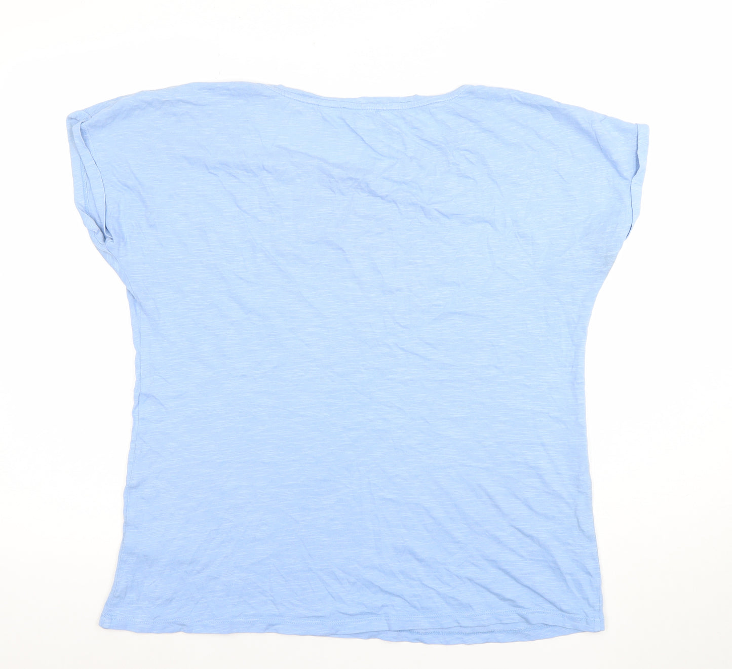 Fat Face Women's Blue Size 14 Basic Scoop Neck Cotton Modal T-Shirt