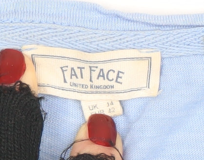 Fat Face Women's Blue Size 14 Basic Scoop Neck Cotton Modal T-Shirt