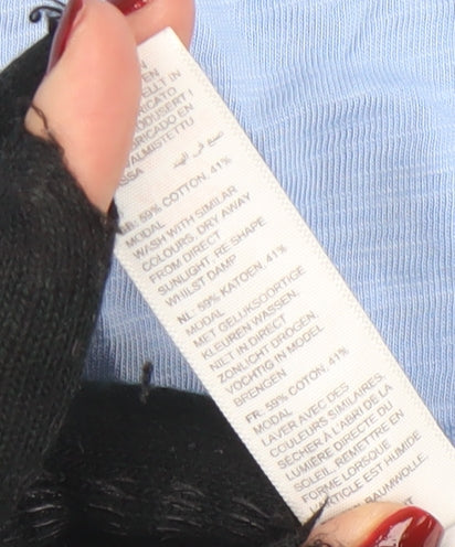 Fat Face Women's Blue Size 14 Basic Scoop Neck Cotton Modal T-Shirt