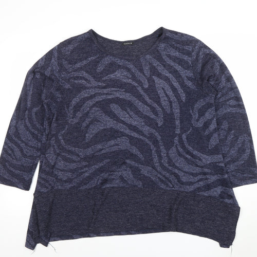 Roman Women Blue Animal Print Relaxed Pullover Jumper M