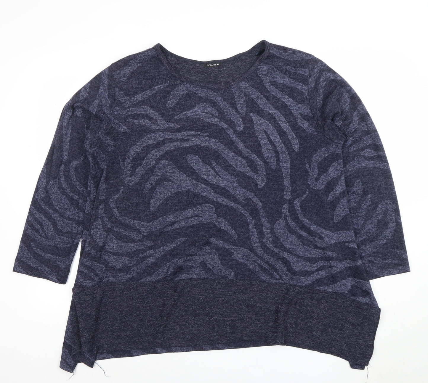 Roman Women Blue Animal Print Relaxed Pullover Jumper M