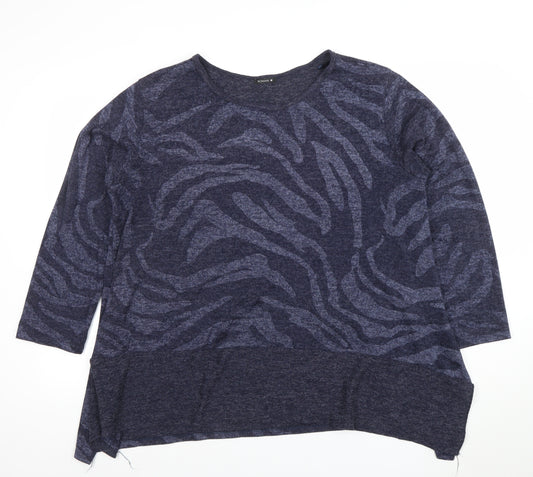 Roman Women Blue Animal Print Relaxed Pullover Jumper M