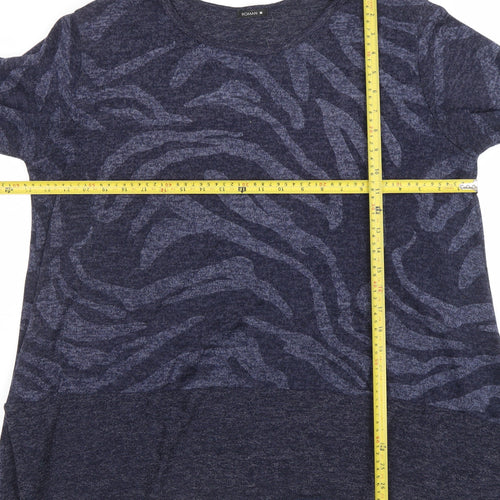 Roman Women Blue Animal Print Relaxed Pullover Jumper M