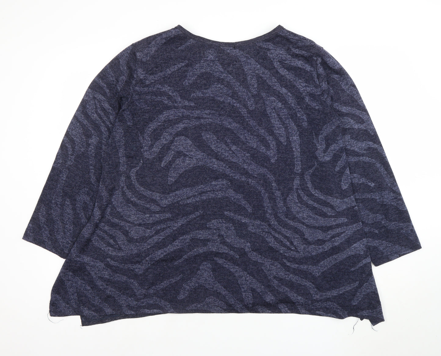 Roman Women Blue Animal Print Relaxed Pullover Jumper M