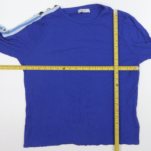 Marks and Spencer Women's Blue Long Sleeve Stretch T-Shirt Size 16