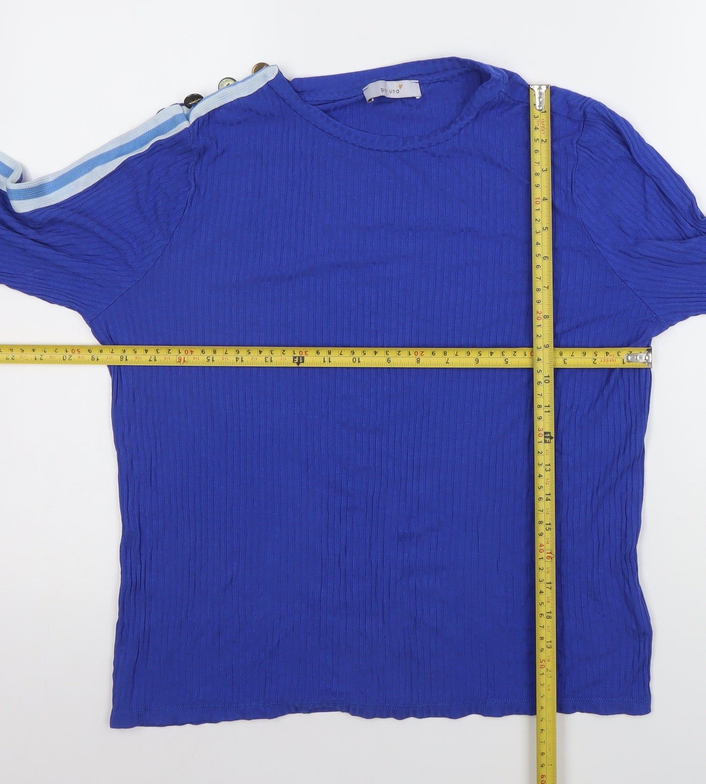 Marks and Spencer Women's Blue Long Sleeve Stretch T-Shirt Size 16
