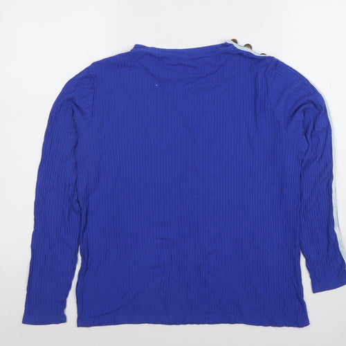 Marks and Spencer Women's Blue Long Sleeve Stretch T-Shirt Size 16