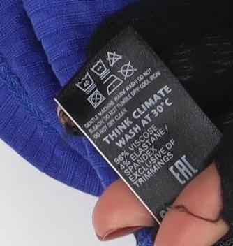 Marks and Spencer Women's Blue Long Sleeve Stretch T-Shirt Size 16