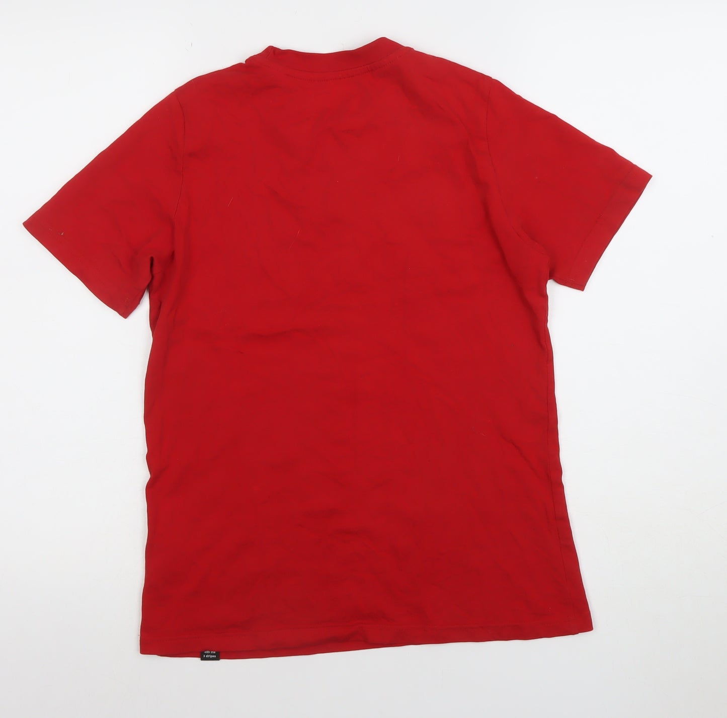 adidas Boys Red Sportswear Logo Cotton Short Sleeve T-Shirt 11-12 Years