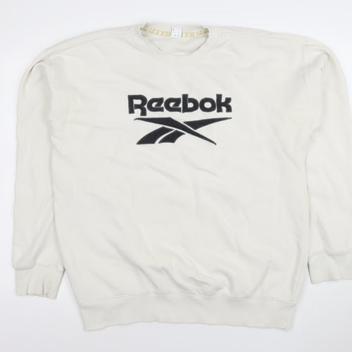 Reebok Men's White Logo Pullover Sweatshirt Size L