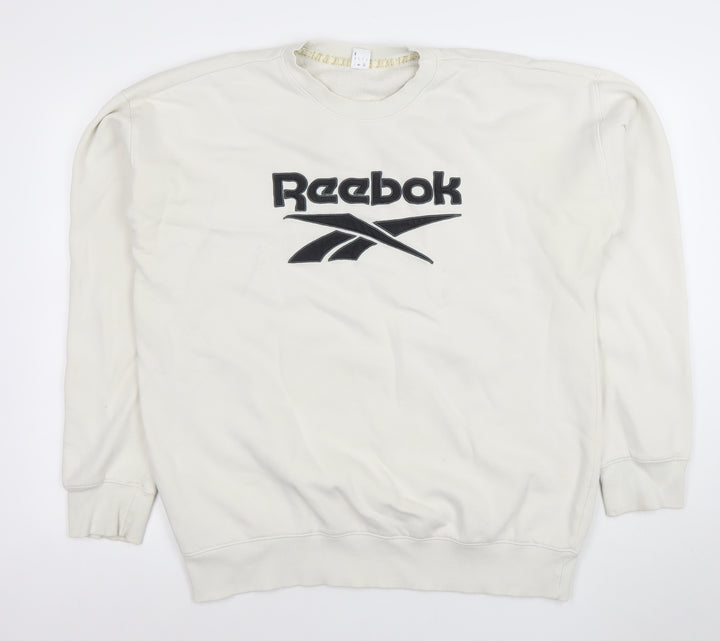 Reebok Men's White Logo Pullover Sweatshirt Size L