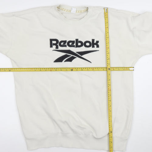 Reebok Men's White Logo Pullover Sweatshirt Size L