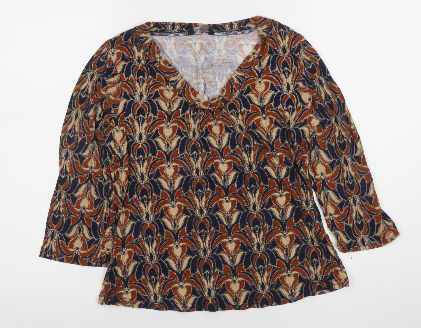 M&Co Women’s Multicoloured Petite V-Neck Tunic Blouse Size 10