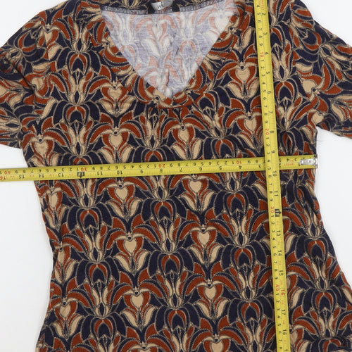M&Co Women’s Multicoloured Petite V-Neck Tunic Blouse Size 10