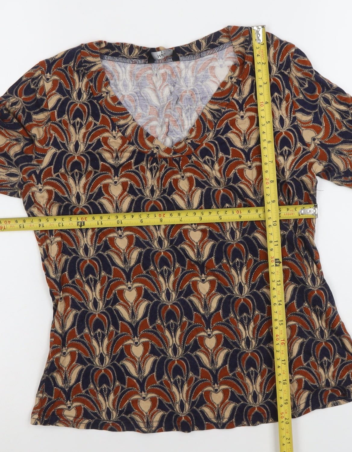 M&Co Women’s Multicoloured Petite V-Neck Tunic Blouse Size 10