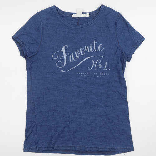 L.O.G.G. Women's Blue Cotton Blend Short Sleeve T-Shirt M