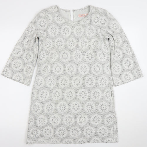 Traffic People Women Grey Lace Shift Dress Size S 3/4 Sleeve