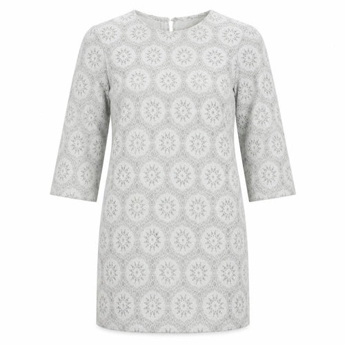 Traffic People Women Grey Lace Shift Dress Size S 3/4 Sleeve