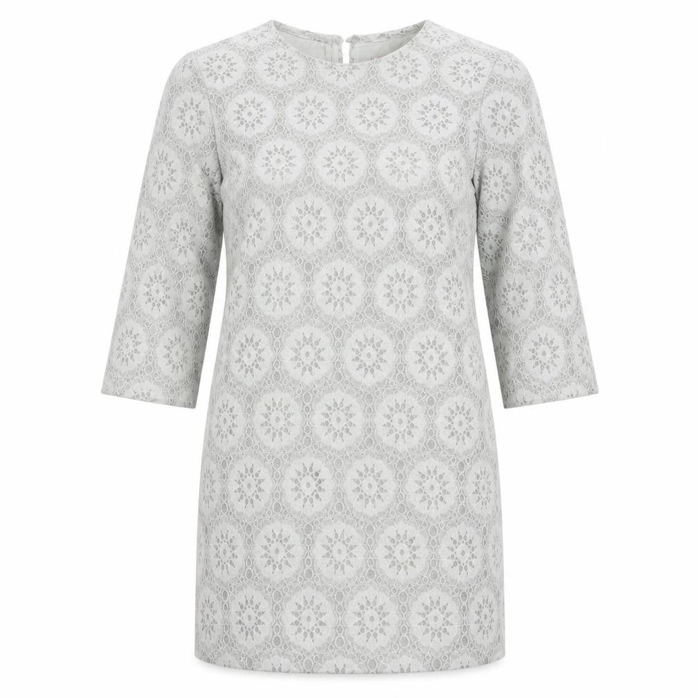 Traffic People Women Grey Lace Shift Dress Size S 3/4 Sleeve