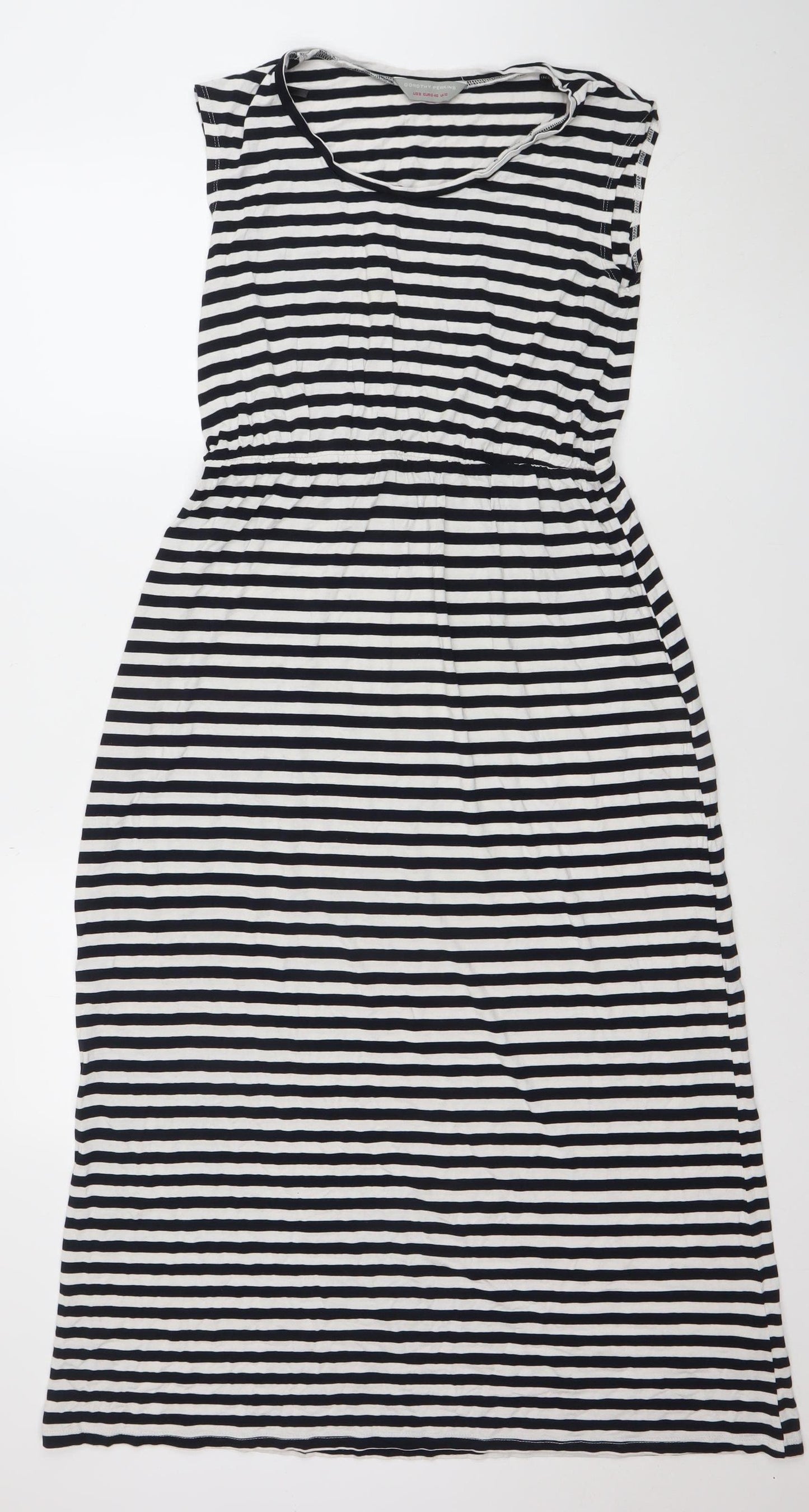 Dorothy Perkins Women’s Black White Striped Strapless Bodycon Midi Dress Size 12