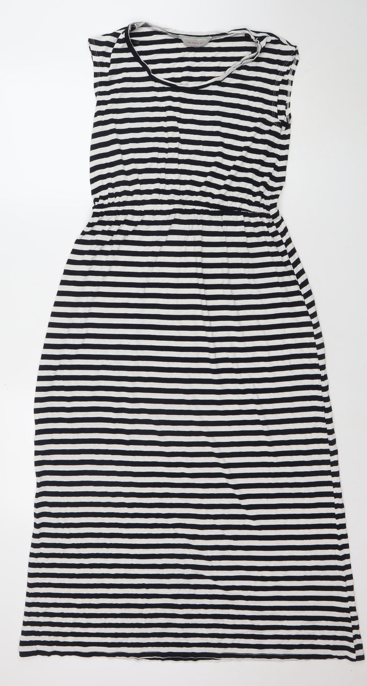 Dorothy Perkins Women’s Black White Striped Strapless Bodycon Midi Dress Size 12