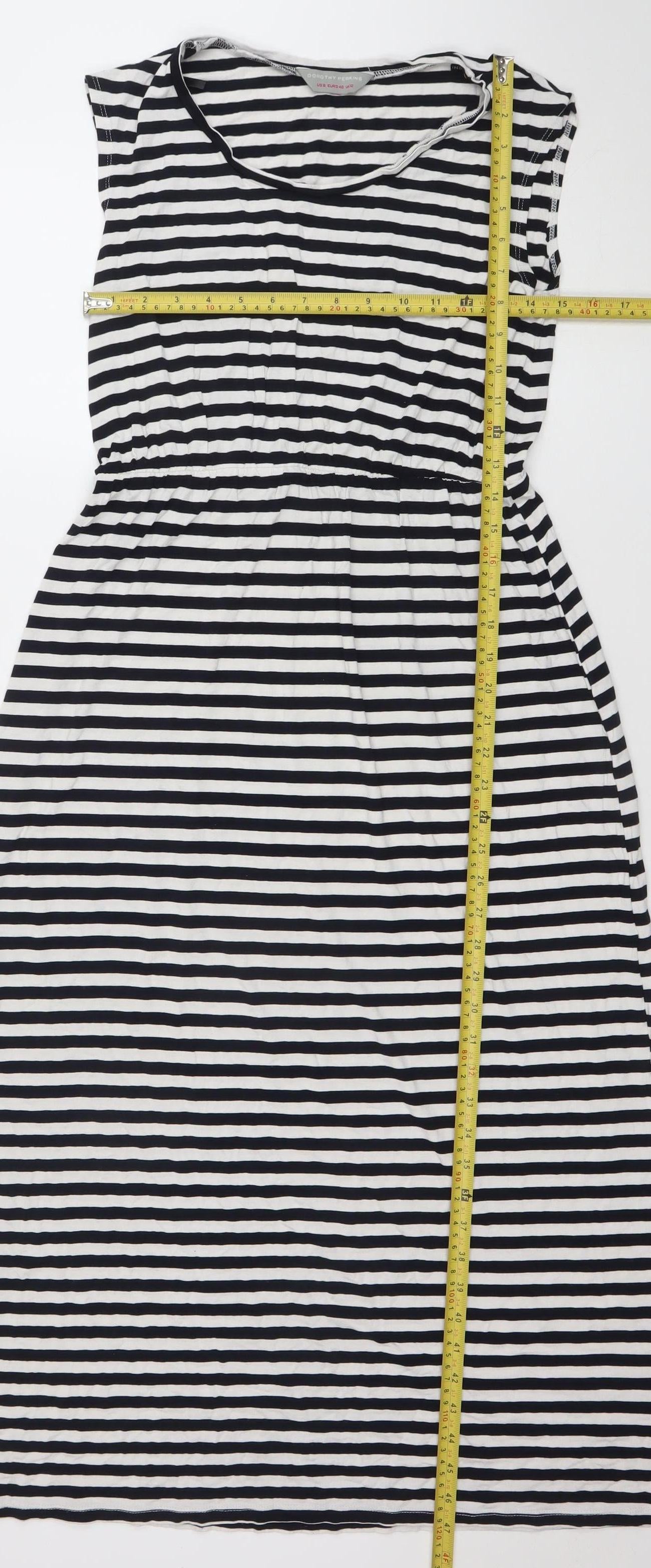 Dorothy Perkins Women’s Black White Striped Strapless Bodycon Midi Dress Size 12