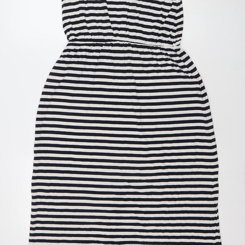 Dorothy Perkins Women’s Black White Striped Strapless Bodycon Midi Dress Size 12