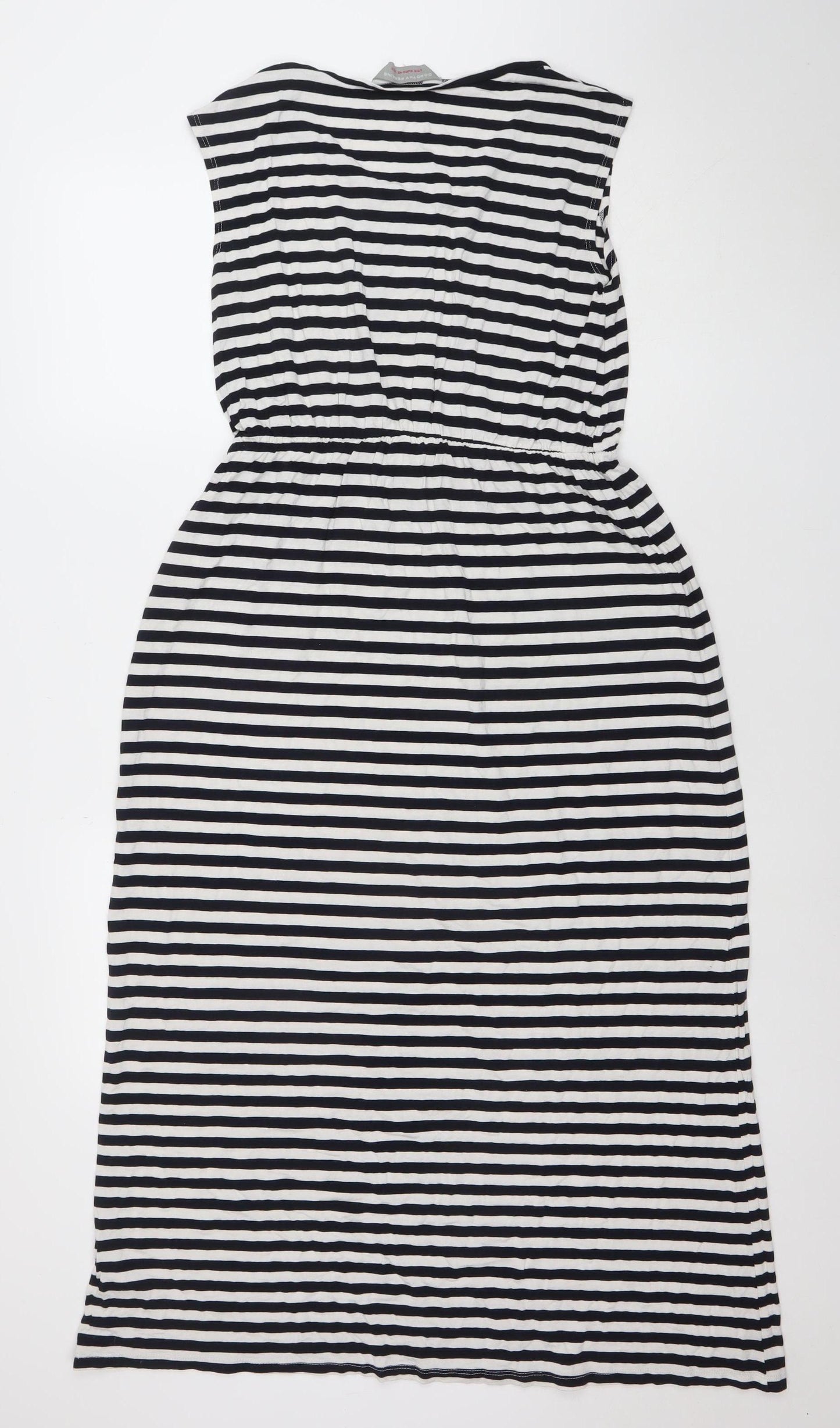 Dorothy Perkins Women’s Black White Striped Strapless Bodycon Midi Dress Size 12
