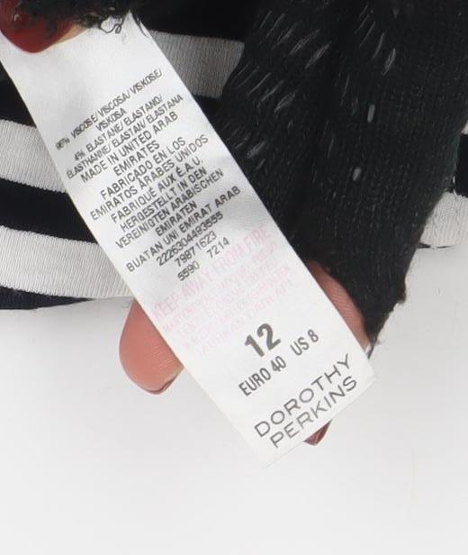 Dorothy Perkins Women’s Black White Striped Strapless Bodycon Midi Dress Size 12