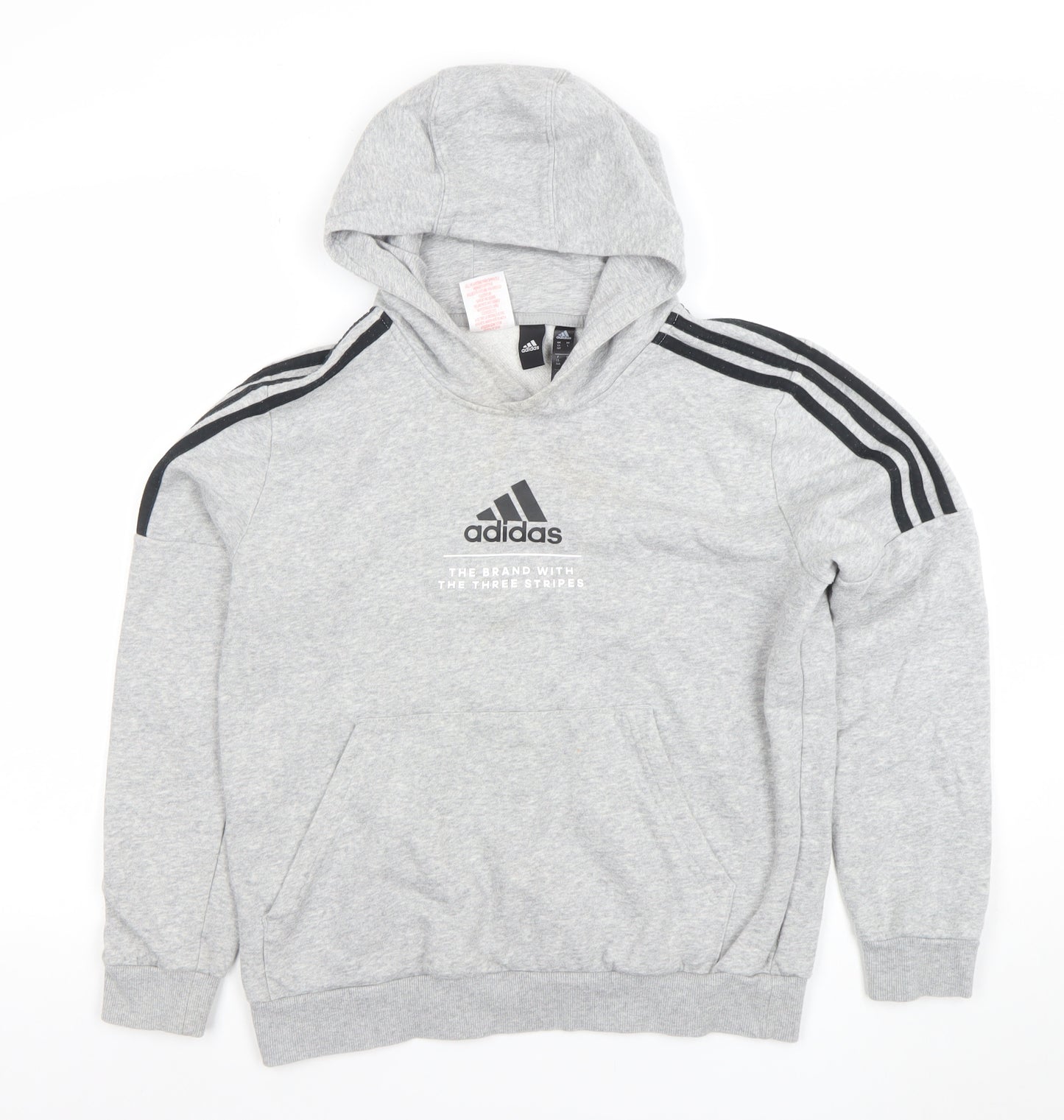 Adidas Boys Grey Pullover Hoodie 13-14 Years Sports Fleece Sweatshirt