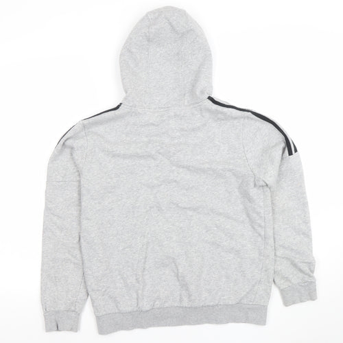 Adidas Boys Grey Pullover Hoodie 13-14 Years Sports Fleece Sweatshirt