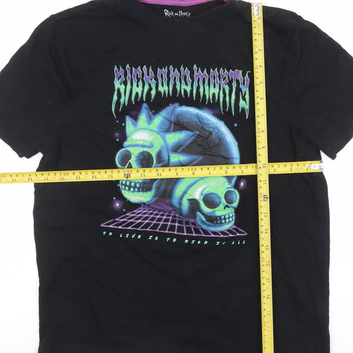 Rick and Morty Black Medium Women's Graphic T-Shirt 100% Cotton Casual