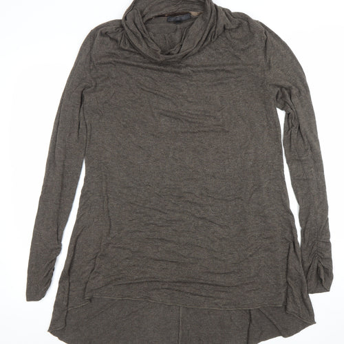 Passport Women Brown Long Sleeve Cowl Neck Tunic Blouse Size 12