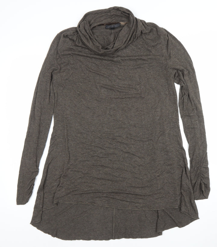 Passport Women Brown Long Sleeve Cowl Neck Tunic Blouse Size 12