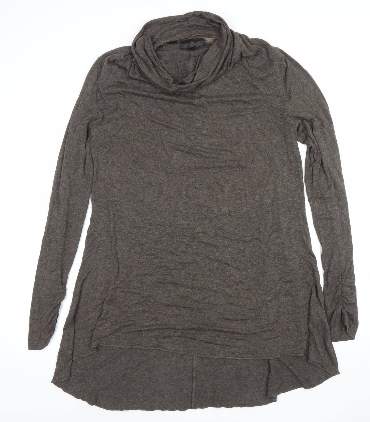 Passport Women Brown Long Sleeve Cowl Neck Tunic Blouse Size 12