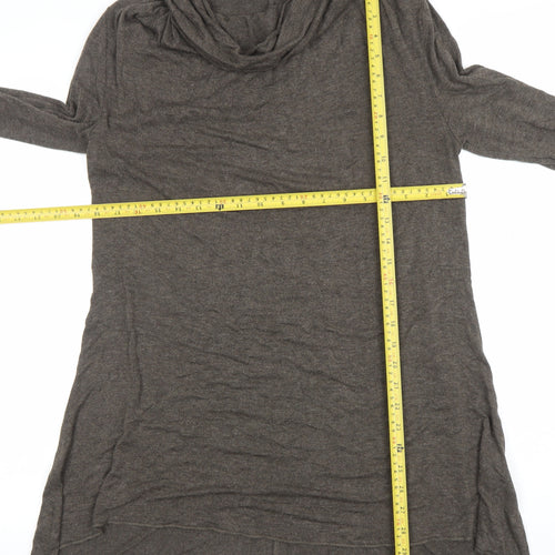 Passport Women Brown Long Sleeve Cowl Neck Tunic Blouse Size 12