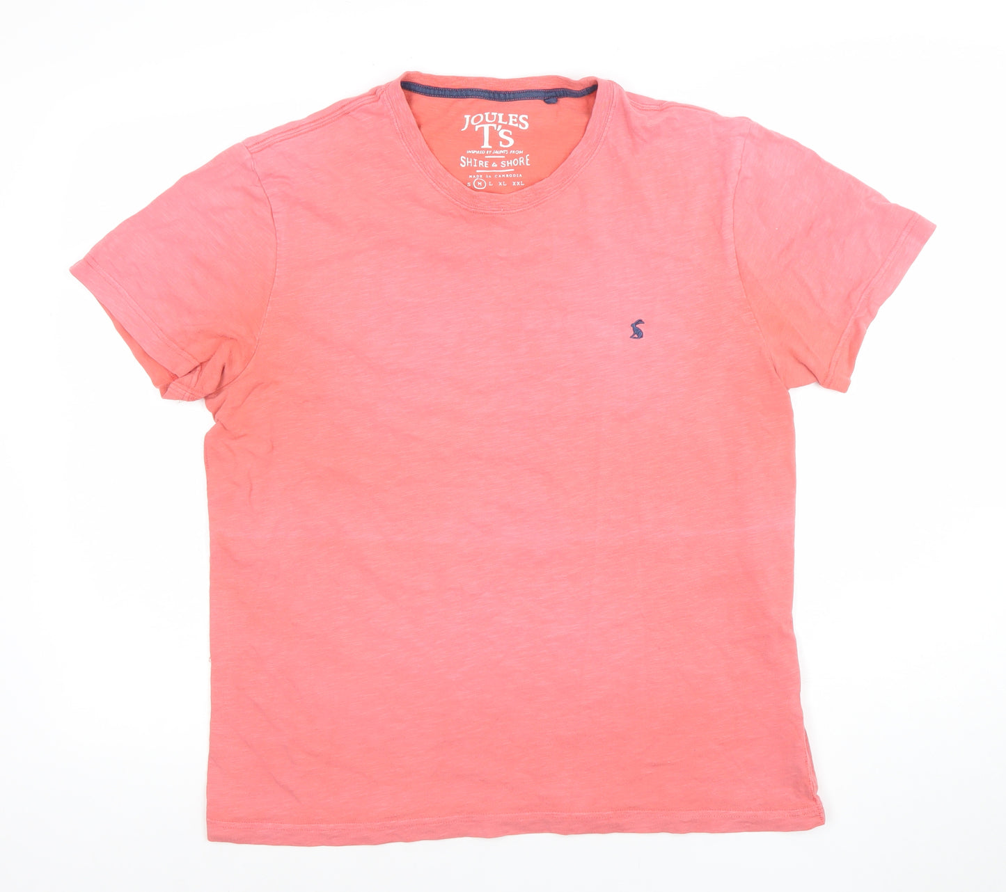 Joules Mens Pink Cotton Crew Neck Short Sleeve T-Shirt Size M