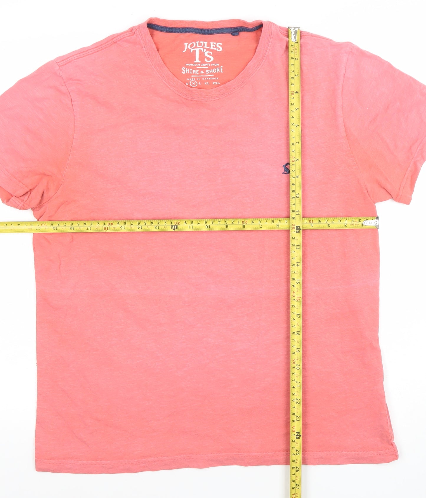 Joules Mens Pink Cotton Crew Neck Short Sleeve T-Shirt Size M