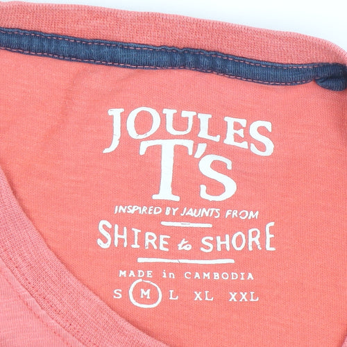 Joules Mens Pink Cotton Crew Neck Short Sleeve T-Shirt Size M