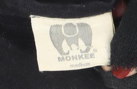 Monkee Men's Black Cotton Crew Neck Graphic T-Shirt Medium
