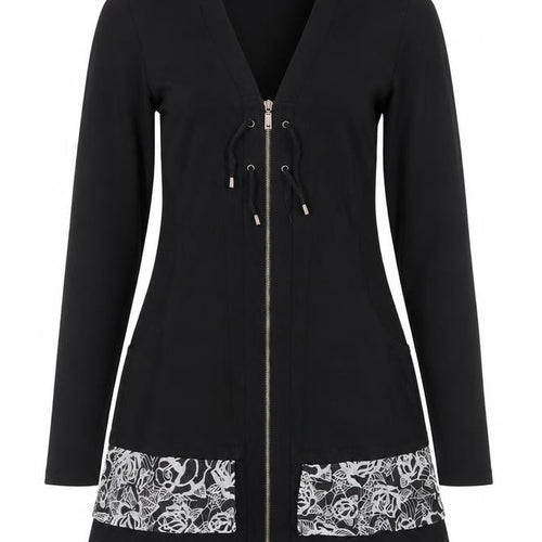 Yest Women Black XS Fit & Flare Floral Zip Knee Length Dress