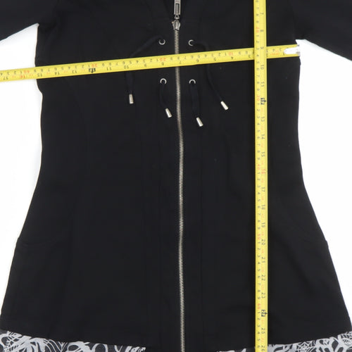 Yest Women Black XS Fit & Flare Floral Zip Knee Length Dress
