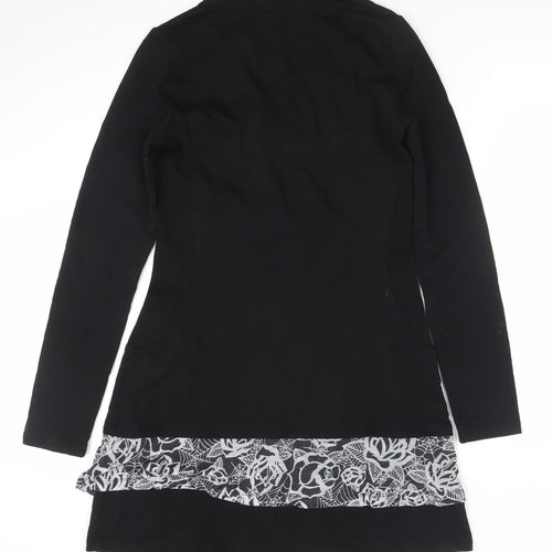 Yest Women Black XS Fit & Flare Floral Zip Knee Length Dress