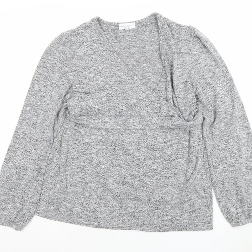 Next Maternity Grey V-Neck Knit Tunic Jumper Womens Size 12