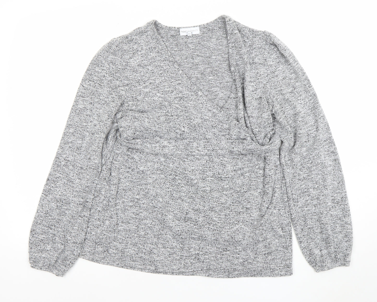 Next Maternity Grey V-Neck Knit Tunic Jumper Womens Size 12