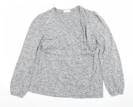 Next Maternity Grey V-Neck Knit Tunic Jumper Womens Size 12