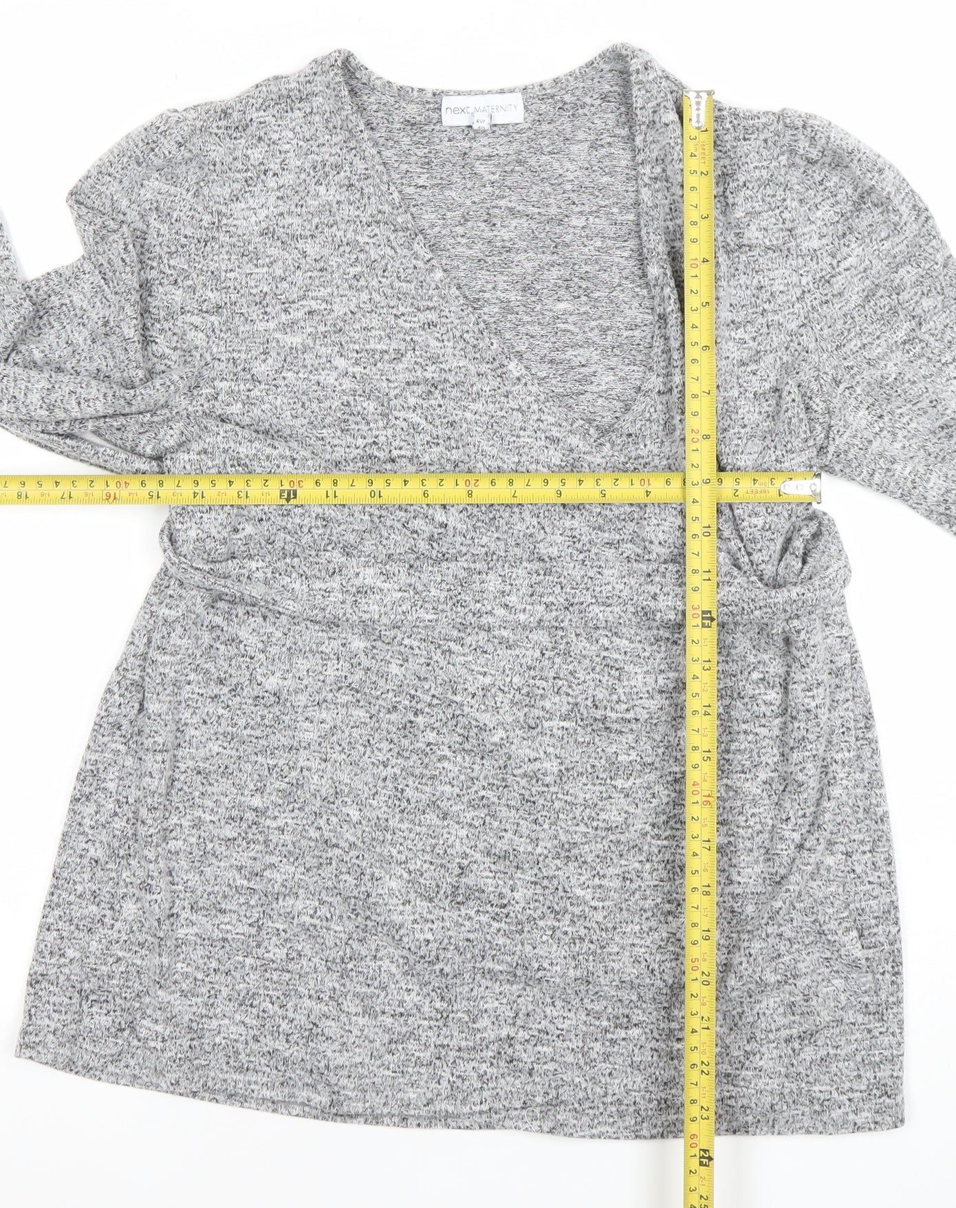 Next Maternity Grey V-Neck Knit Tunic Jumper Womens Size 12